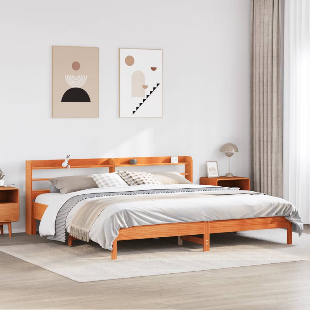 Bedframe Wax Brown 200x200cm Solid Wood Pine - Sid & Sam
