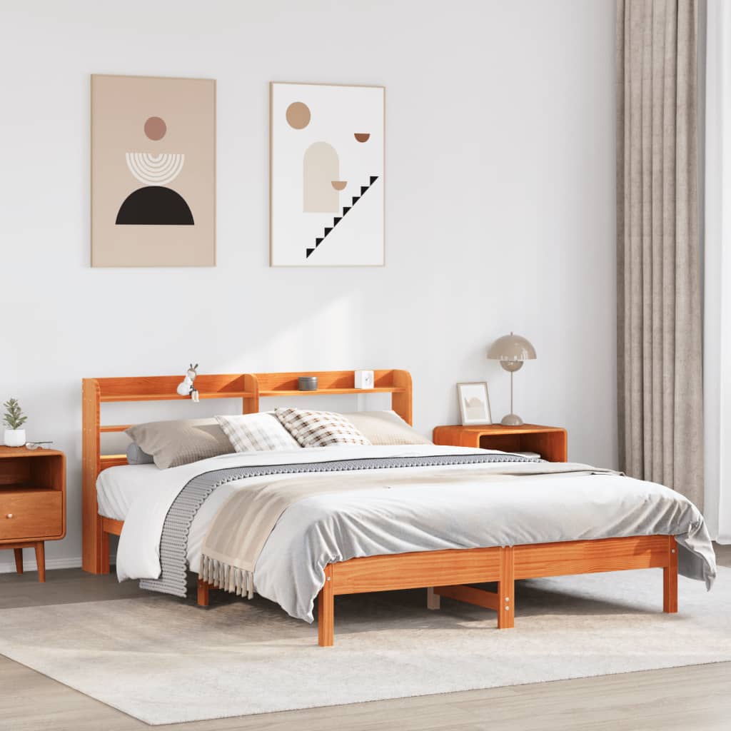 Bedframe Wax Brown 160x200cm Solid Wood Pine - Sid & Sam