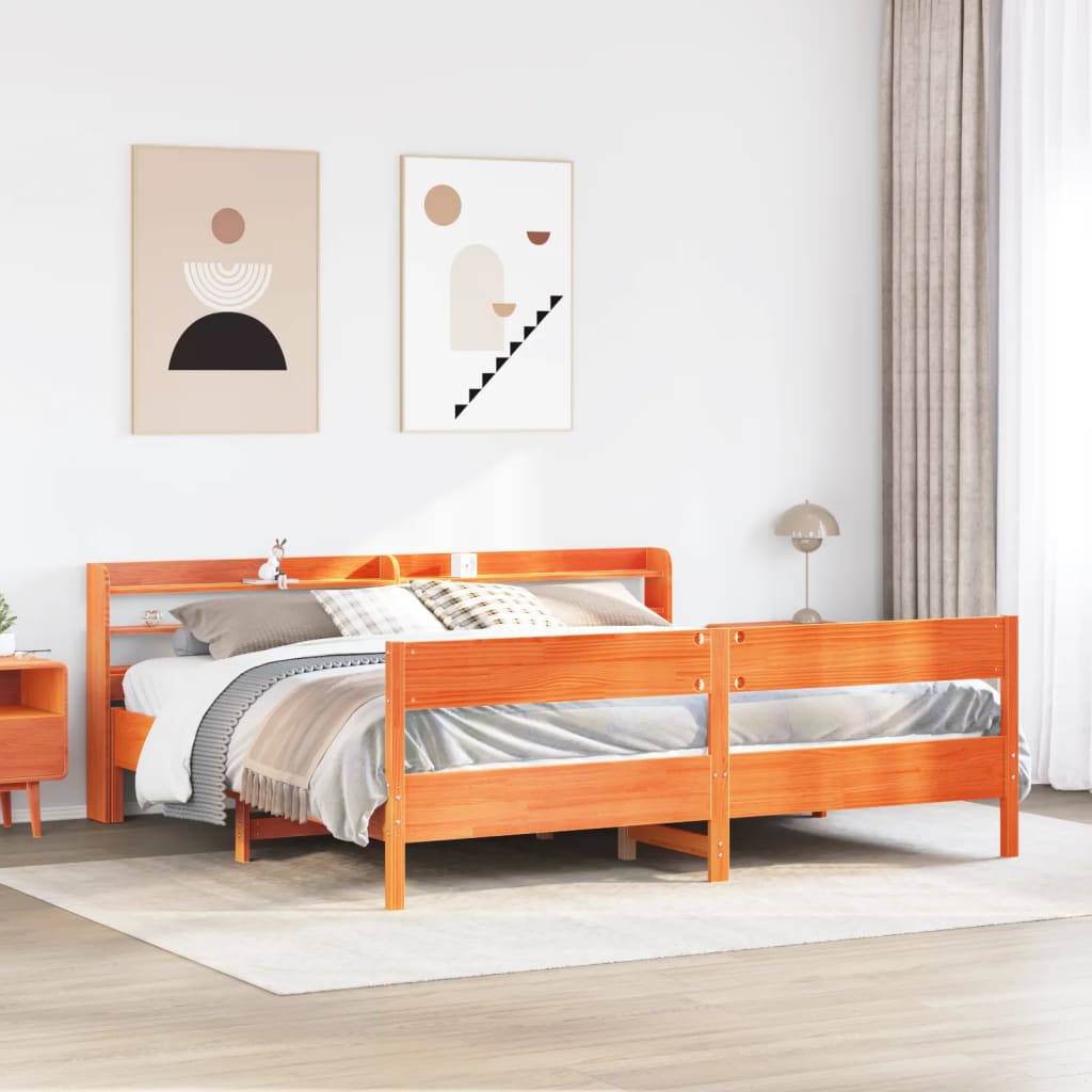 Bedframe Wax Brown 180x200cm Super King Solid Wood Pine - The Home Maker