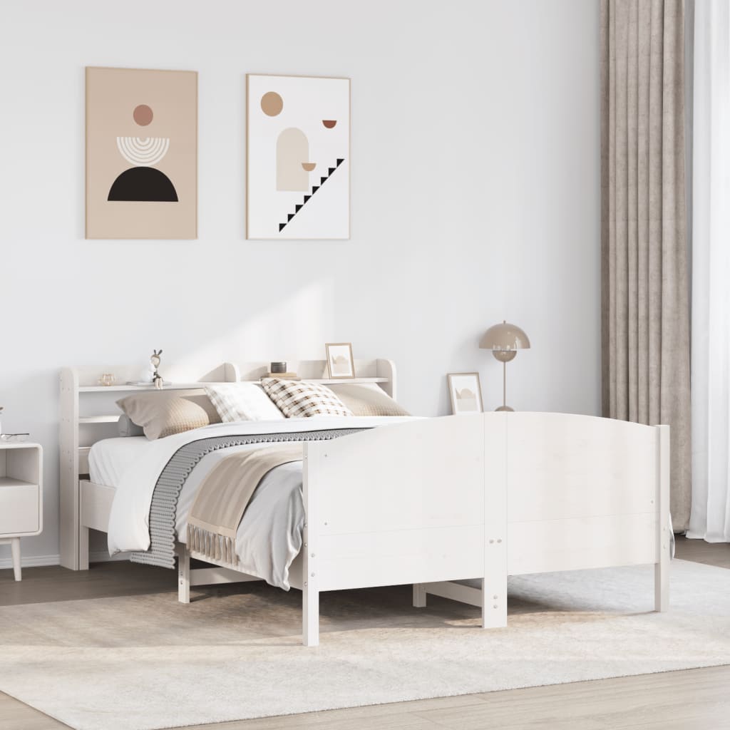 Bedframe White 160x200cm Solid Wood Pine - Style and Chic