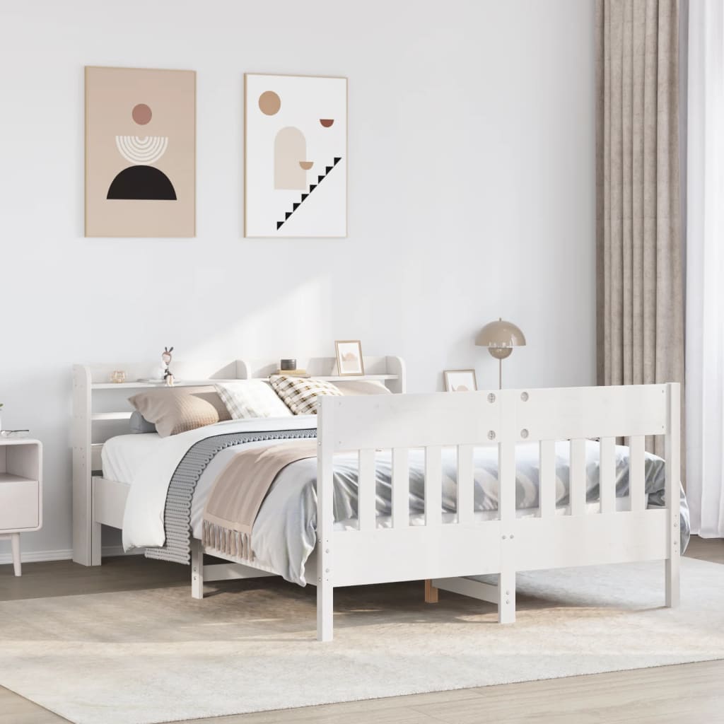 Bedframe White 120x200cm Solid Wood Pine - All Things Good