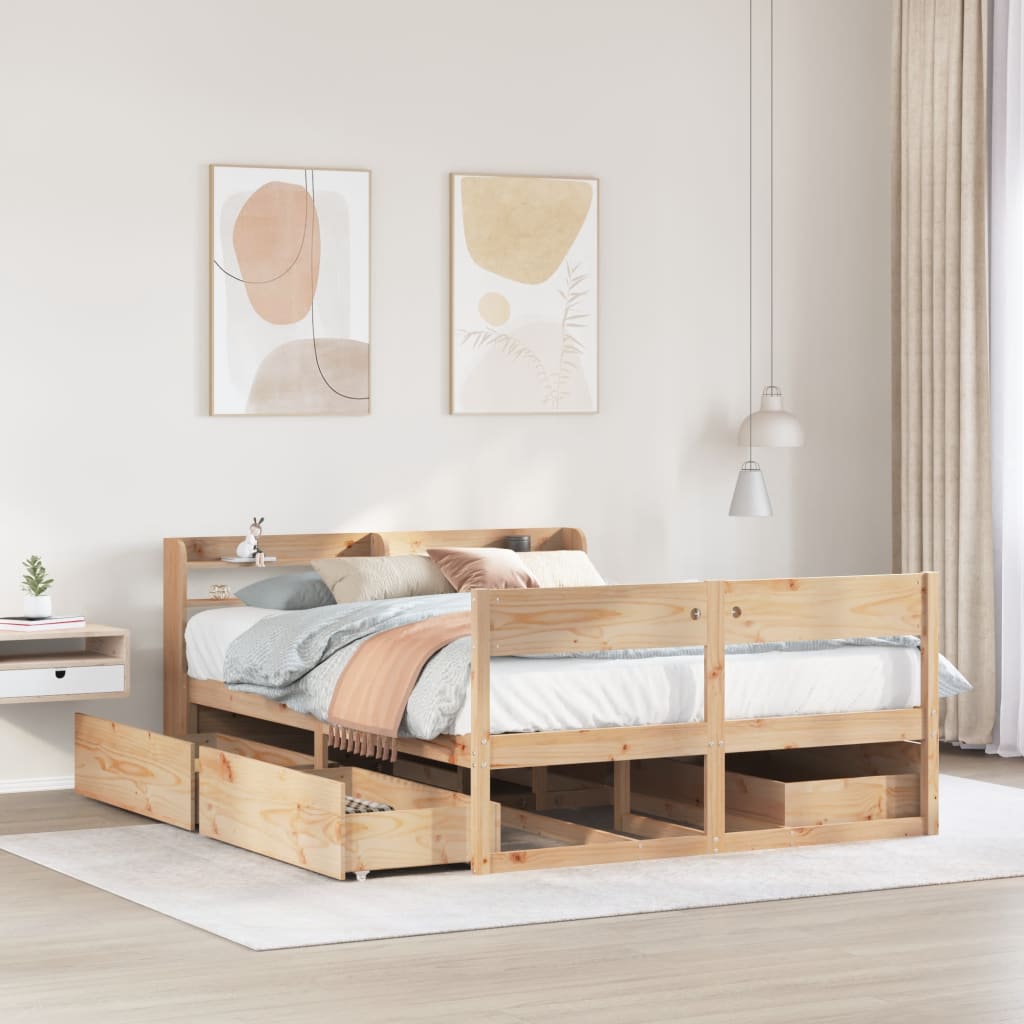 Bedframe 120x190cm Small Double Solid Wood Pine - Charlotte Dunes