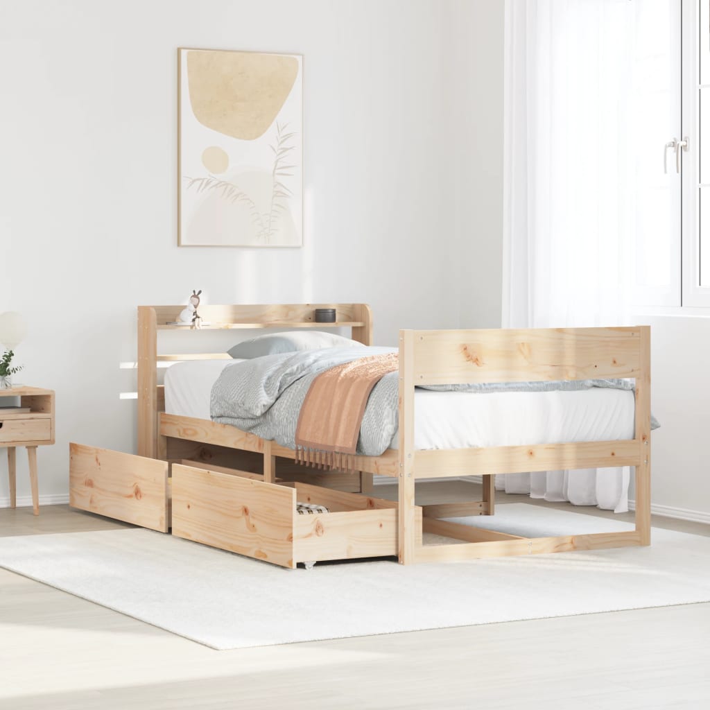 Bedframe 75x190cm Small Single Solid Wood Pine - All Things Good