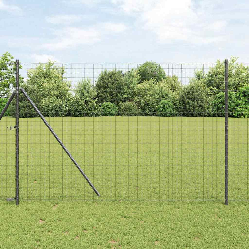 Fence Posts 52 pcs Grey Diameter 32 mm 210 cm Galvanised Steel - Decor Base