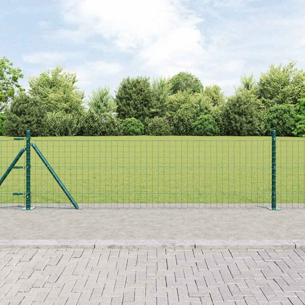 Fence Posts with Base Plates 52 pcs Diameter 32mm 50cm Galvanised Steel - All Things Good