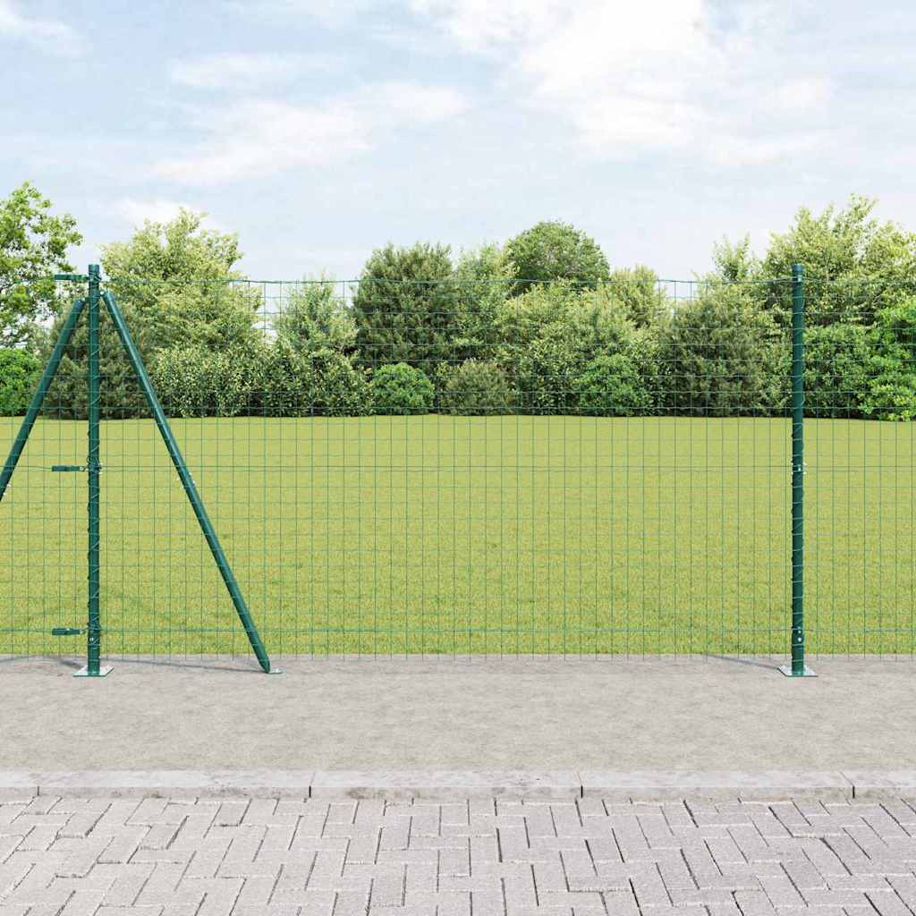 Fence Posts with Base Plates 52 pcs Diameter 32mm 78,5cm Galvanised Steel - R and M Furniture