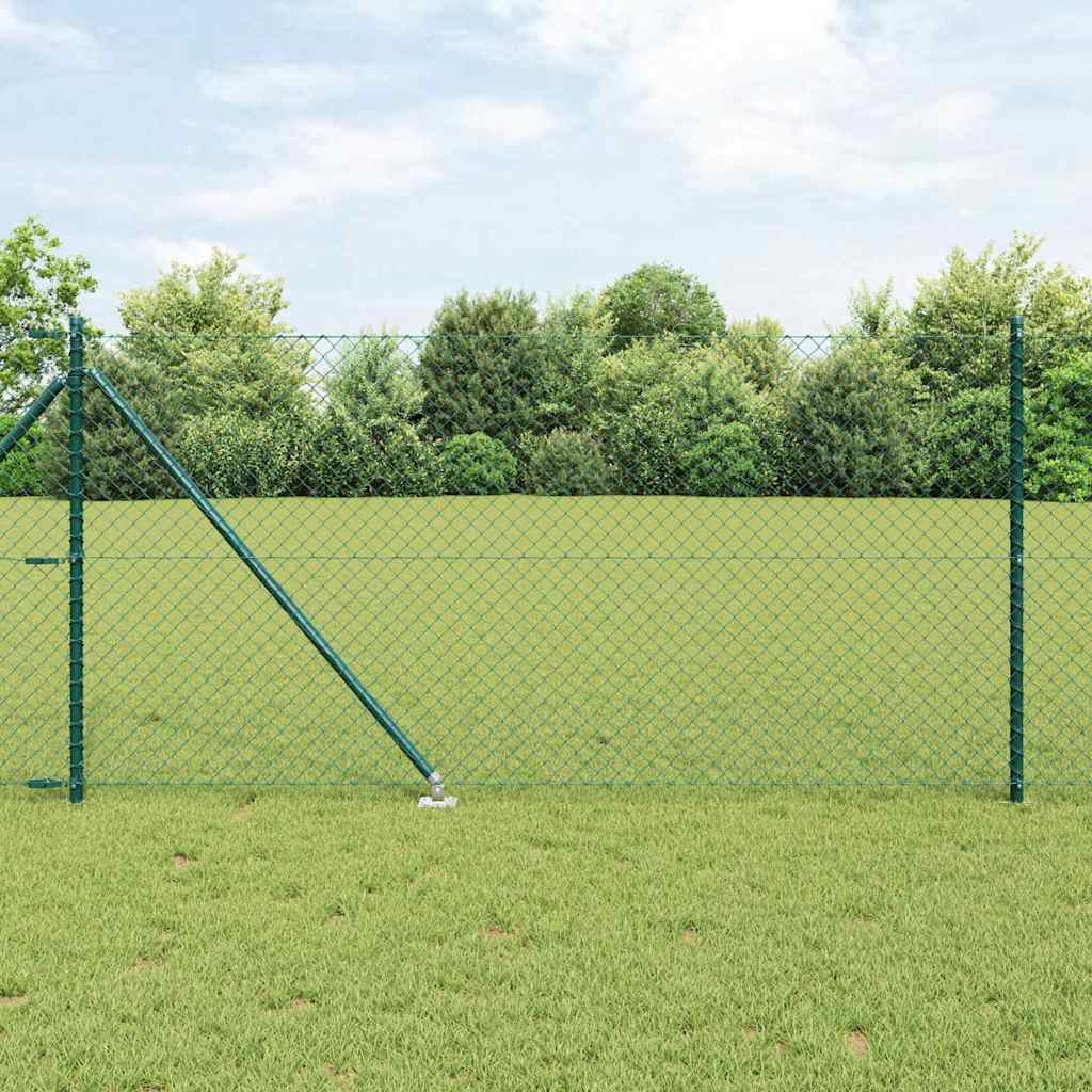 Chain Link Fence with 7 Spike Posts 1x10 m Galvanised Steel - The Home Maker