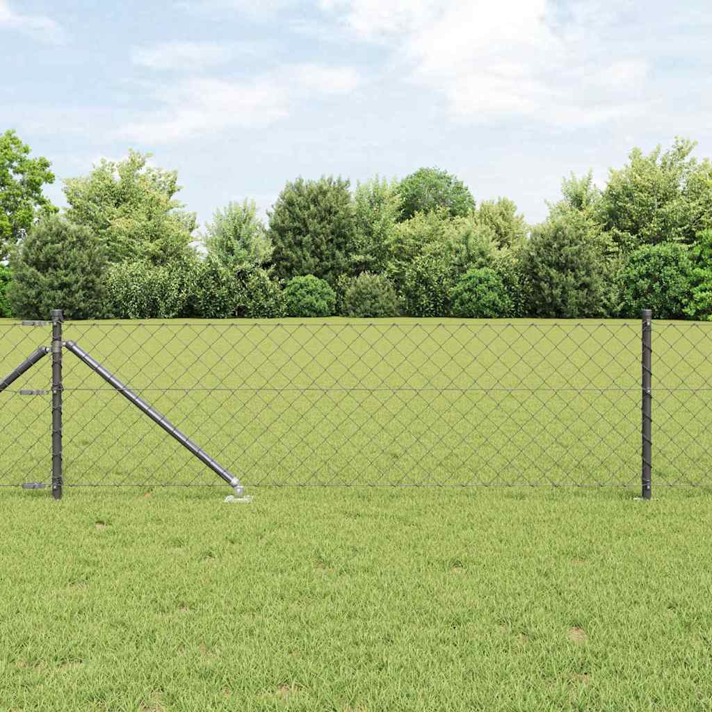 Chain Link Fence with 7 Spike Posts 0.8x10 m Galvanised Steel - Unbeatable Bargains