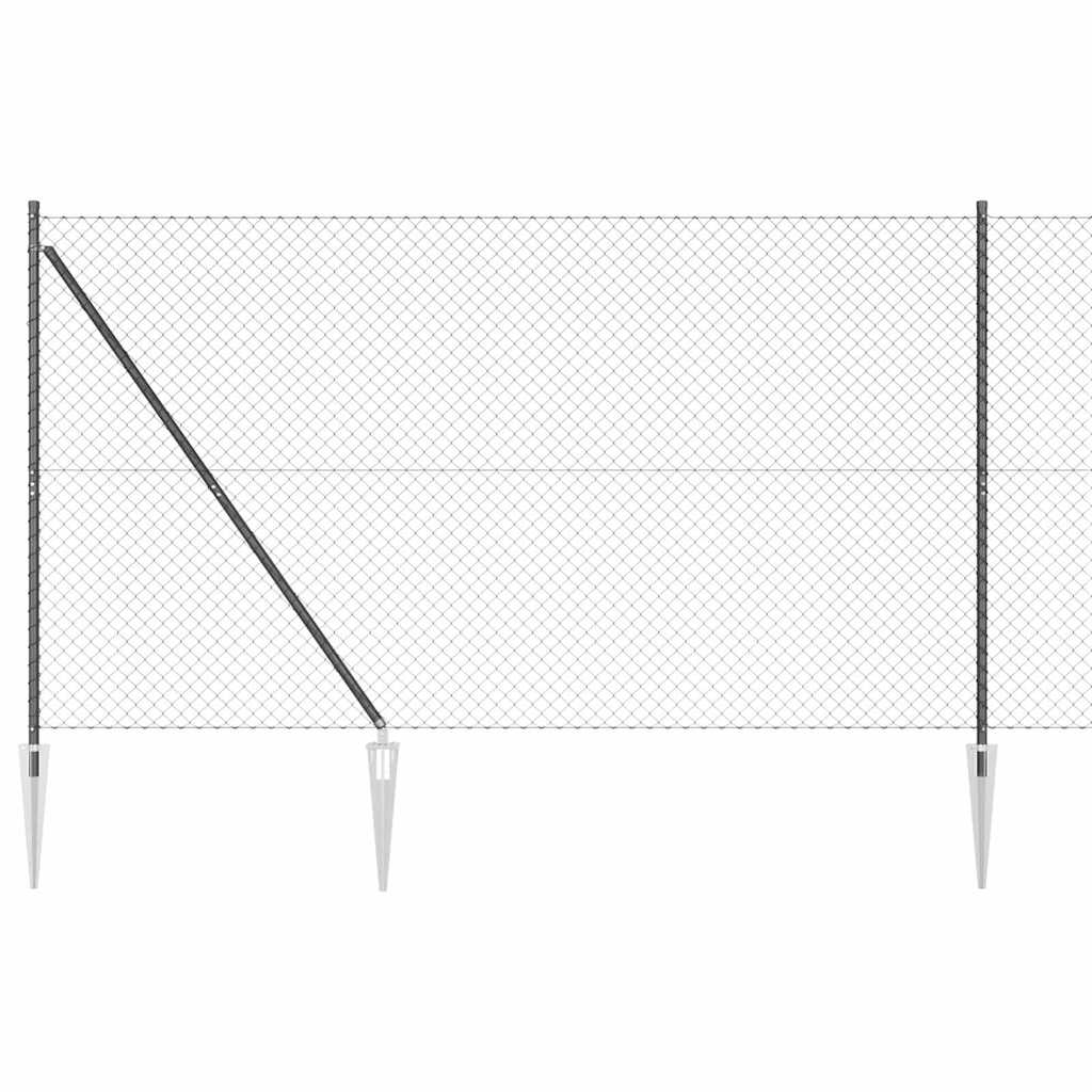 Chain Link Fence with 13 Spike Posts 1.6x25 m Galvanised Steel - Merkel Designers