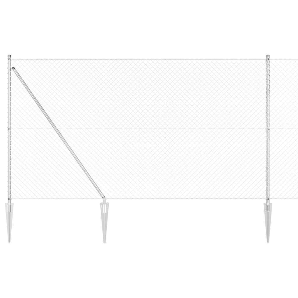 Chain Link Fence with 7 Spike Posts 1.6x10 m Galvanised Steel - All Things Good