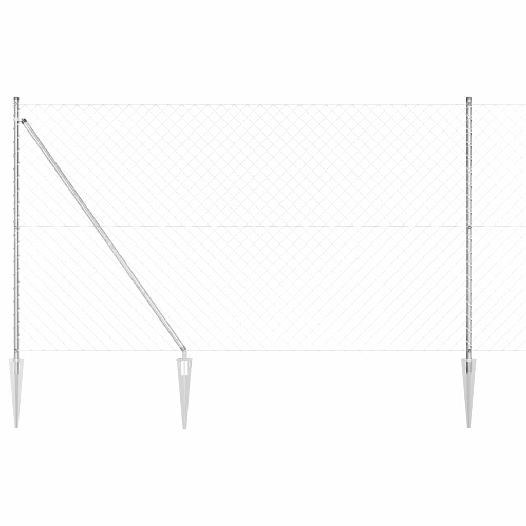 Chain Link Fence with 7 Spike Posts 1.5x10 m Galvanised Steel - Style and Chic