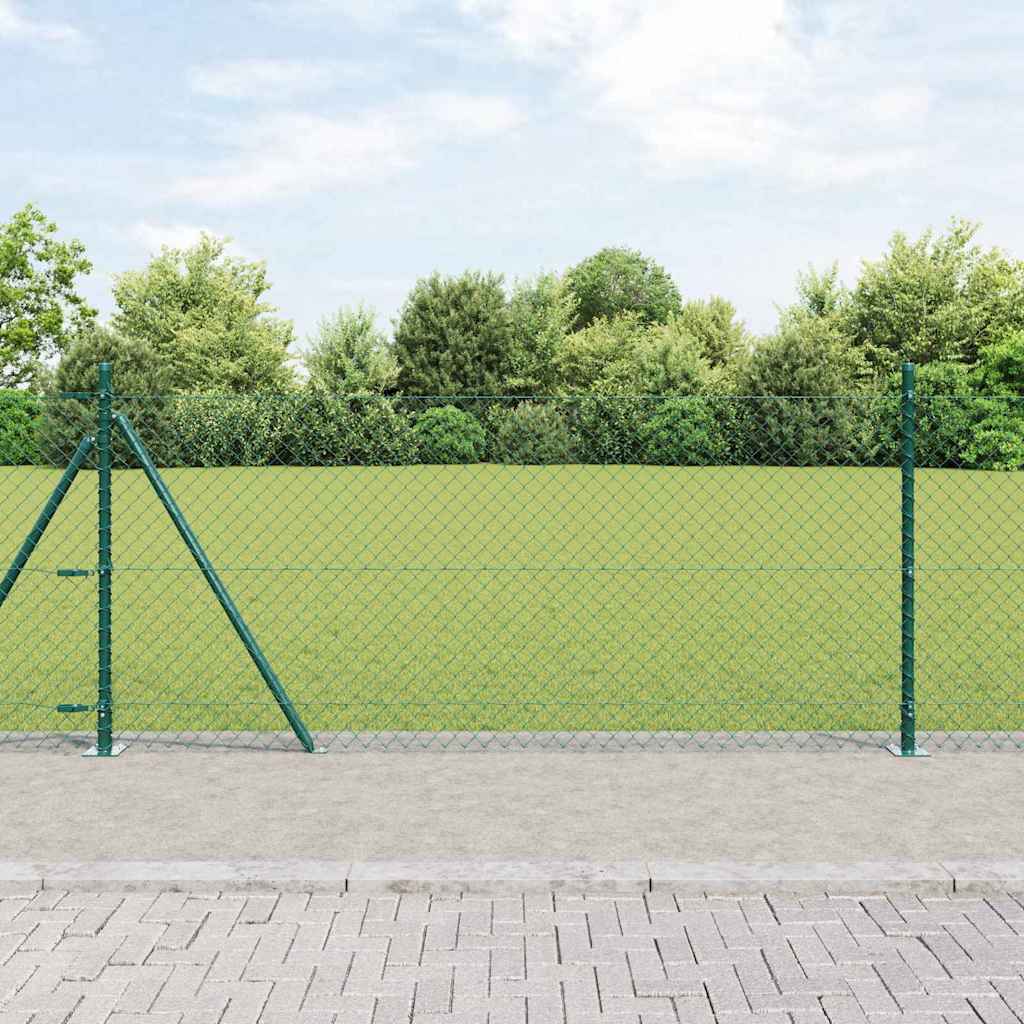 Chain Link Fence with 13 Flanged Posts 1x25 m Galvanised Steel - Merlin Deals
