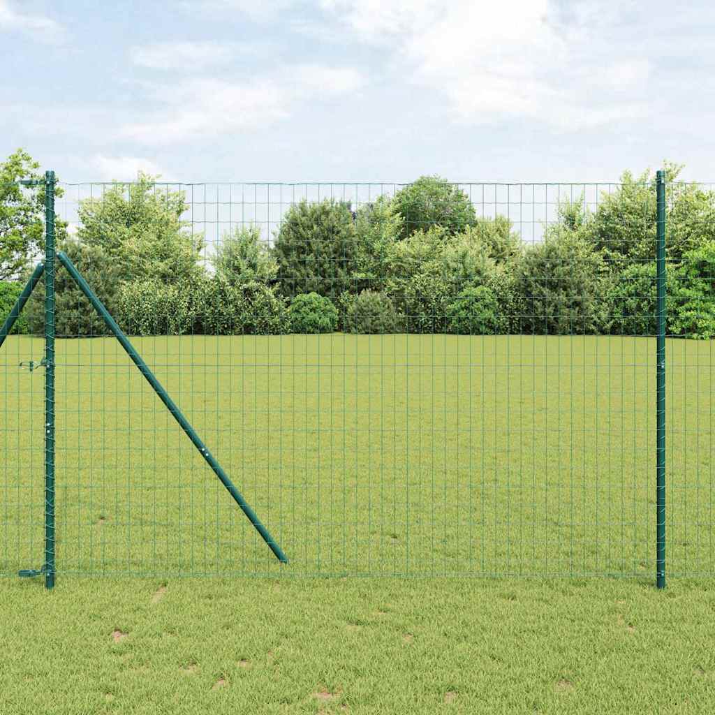 Euro Fence with 7 Posts 1.6x10 m Galvanised Steel Green - Casper Homes