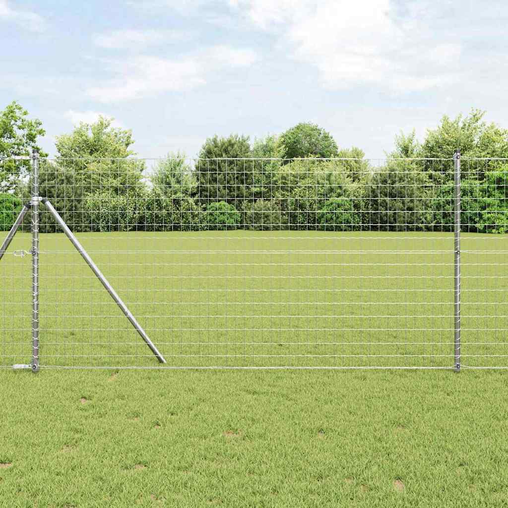 Euro Fence with 7 Posts 1.2x10 m Galvanised Steel - Discount Dealers