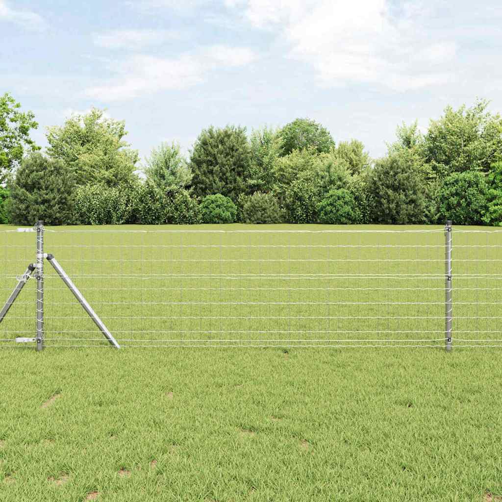 Euro Fence with 13 Posts 0.4x50 m Galvanised Steel - Tyrell & Tyrell