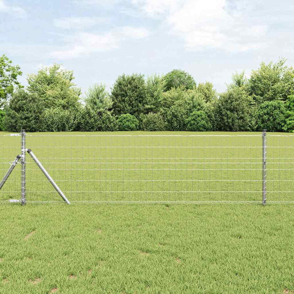 Euro Fence with 13 Posts 0.6x50 m Galvanised Steel - All Things Good