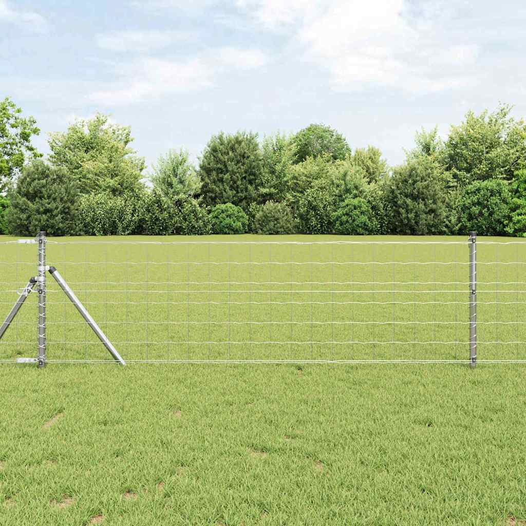 Euro Fence with 13 Posts 0.4x50 m Galvanised Steel - Charlotte Dunes