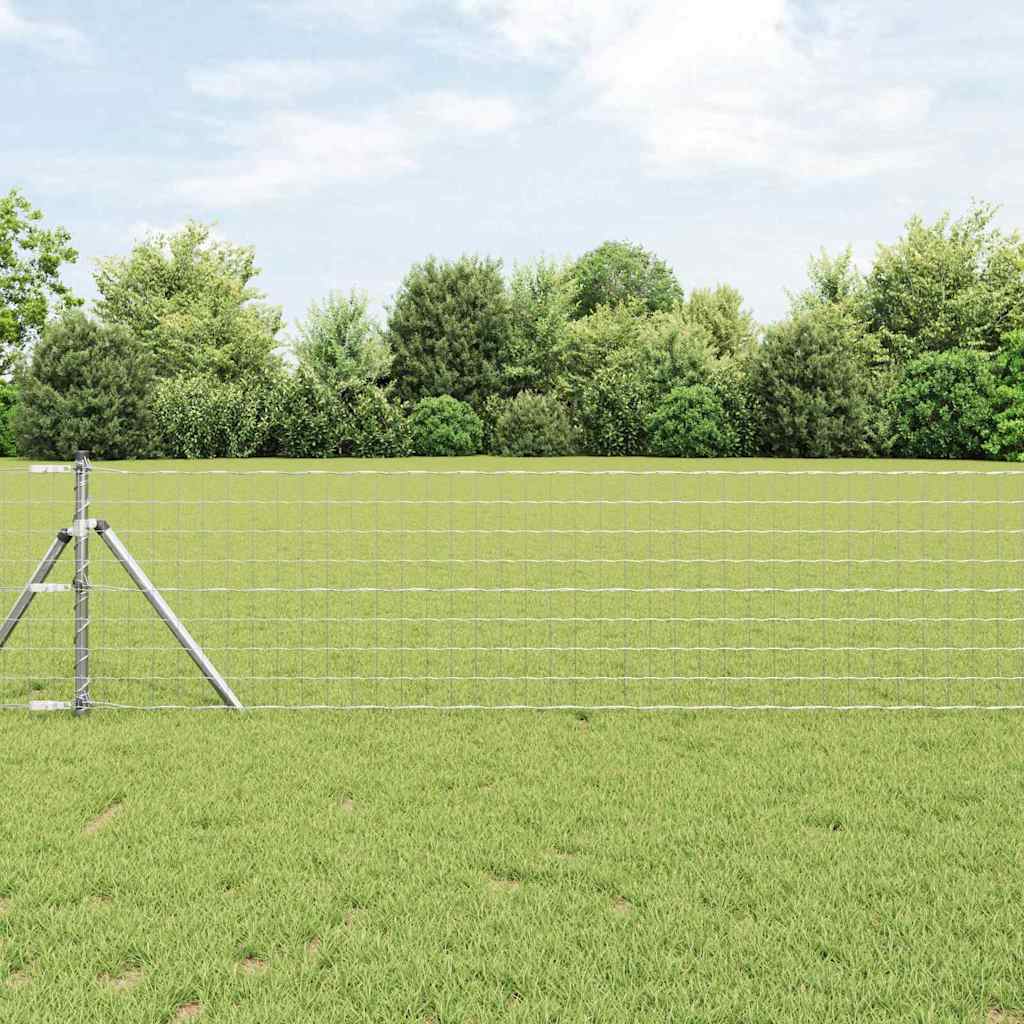 Euro Fence with 13 Posts 0.6x50 m Galvanised Steel - All Things Good