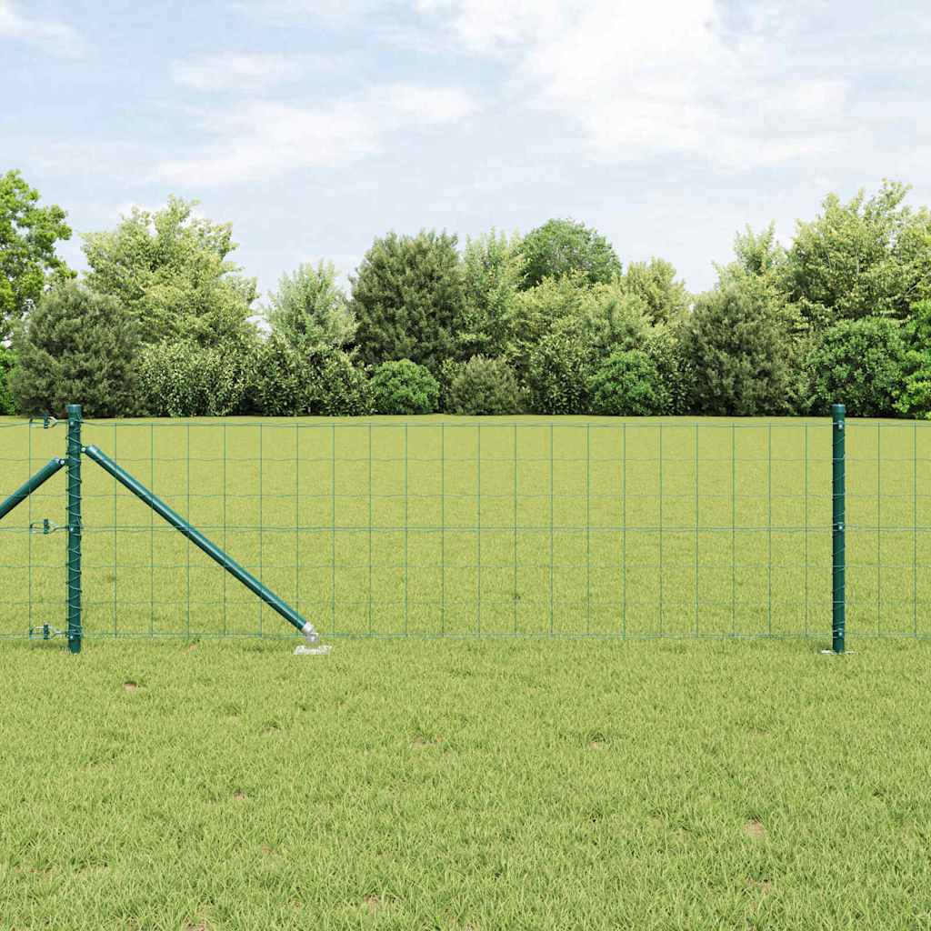 Euro Fence with 13 Spike Posts 0.6x25 m Galvanised Steel Green - Decor Base