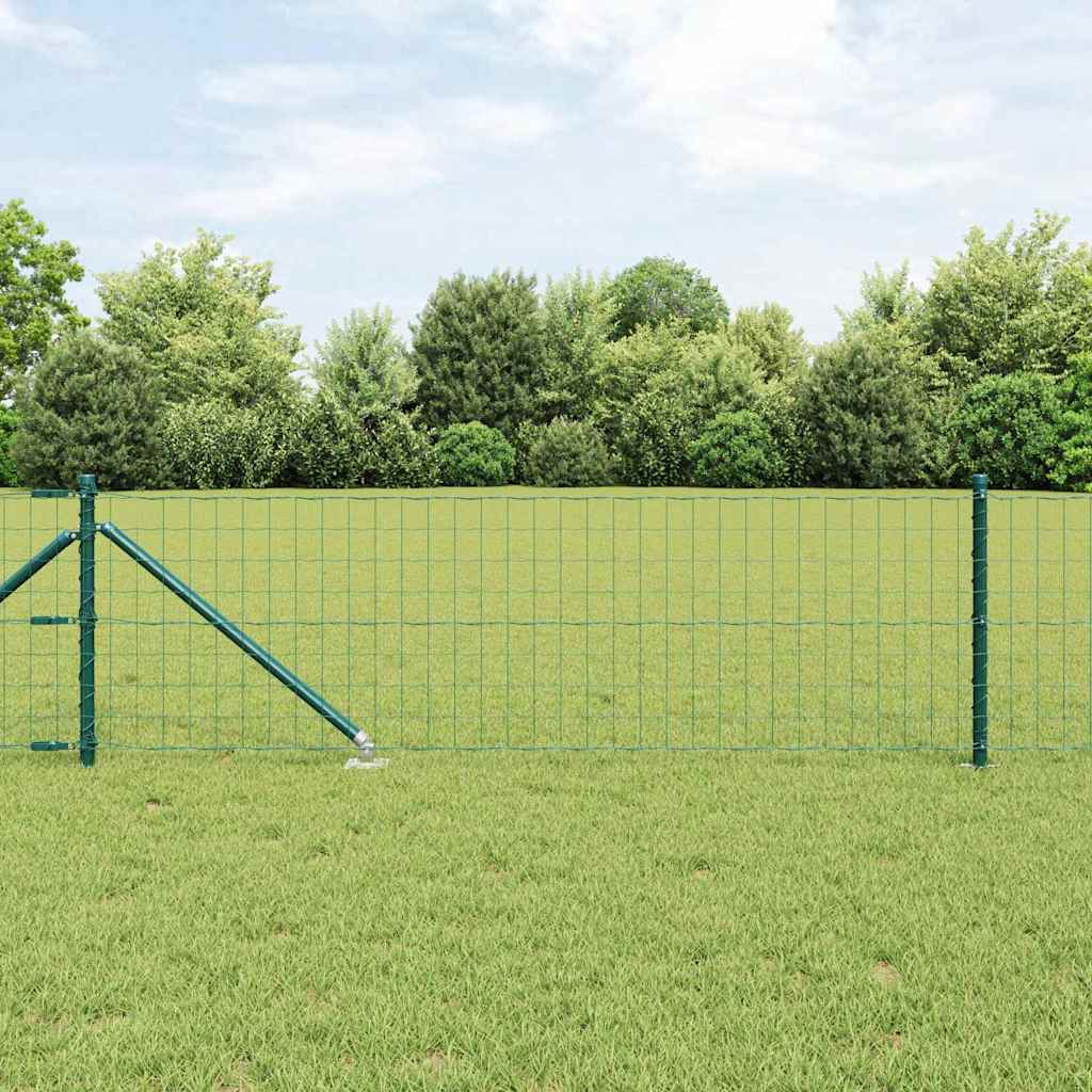 Euro Fence with 13 Spike Posts 0.8x25 m Galvanised Steel Green - Charlotte Dunes