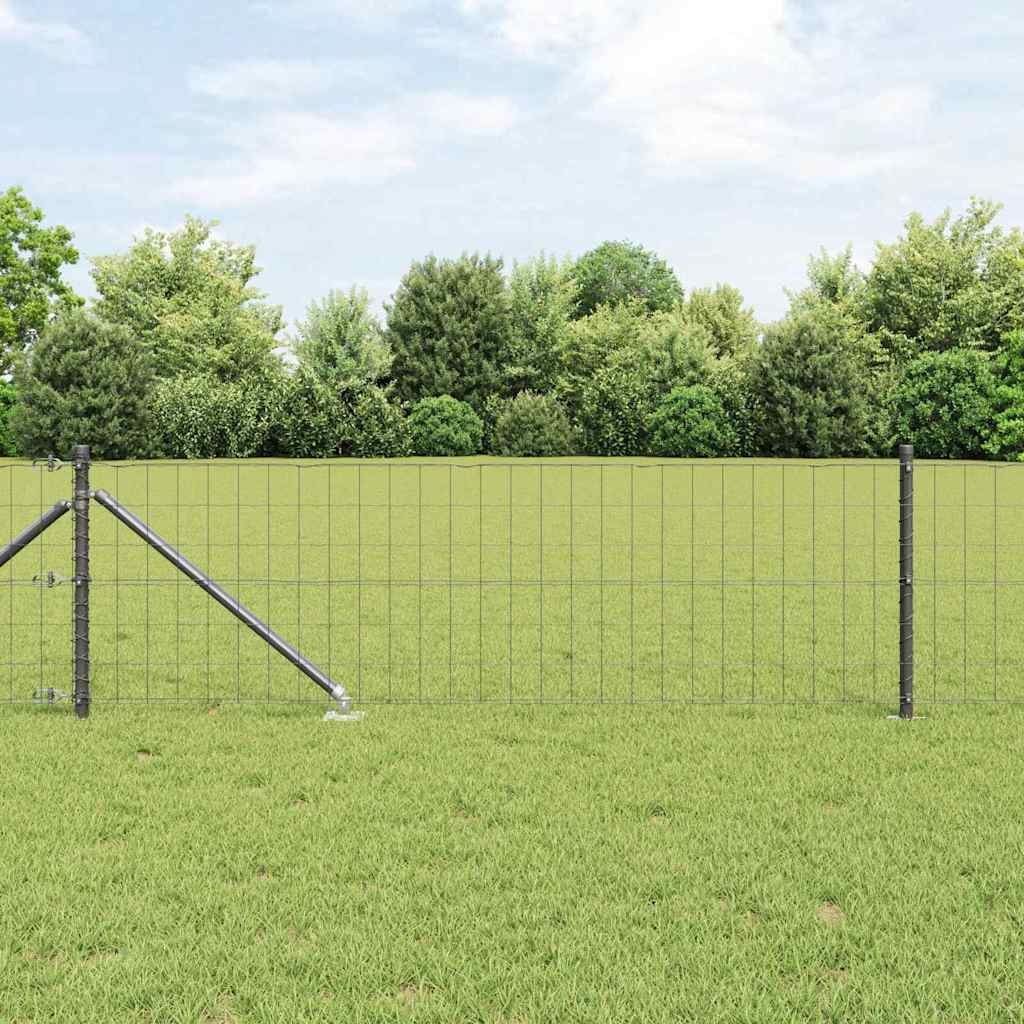 Euro Fence with 7 Spike Posts 0.6x10 m Galvanised Steel Grey - The Home Maker