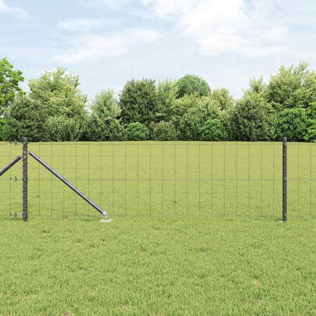 Euro Fence with 7 Spike Posts 0.6x10 m Galvanised Steel Grey - Decor Base