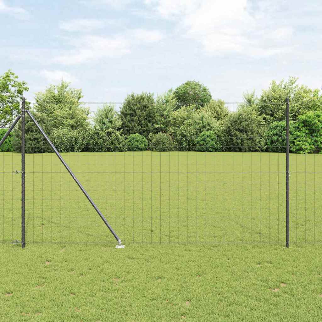 Euro Fence with 7 Spike Posts 1.5x10 m Galvanised Steel Grey - Sid & Sam