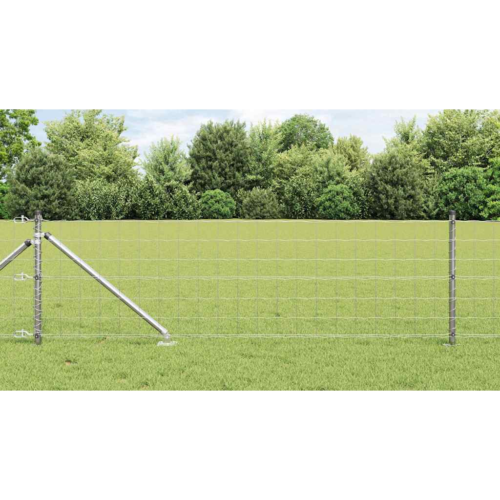 Euro Fence with 13 Spike Posts 0.6x50 m Galvanised Steel - Decor Base
