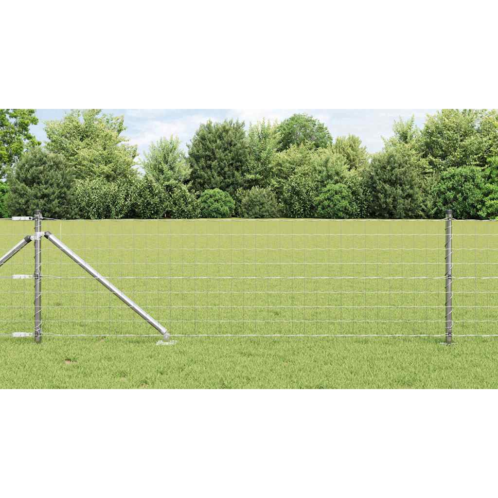 Euro Fence with 13 Spike Posts 0.4x25 m Galvanised Steel - Merkel Designers
