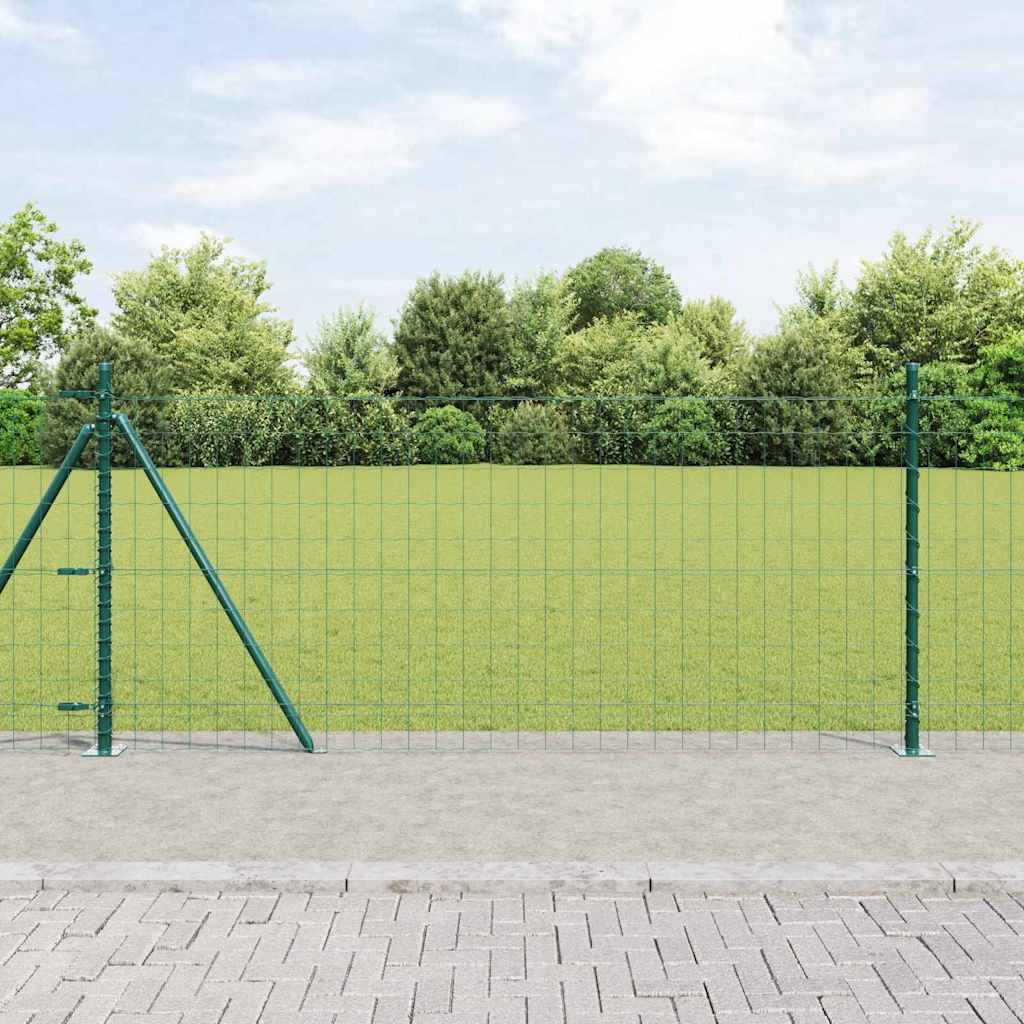 Euro Fence with 7 Flanged Posts 0.8x10 m Galvanised Steel - Decor Base