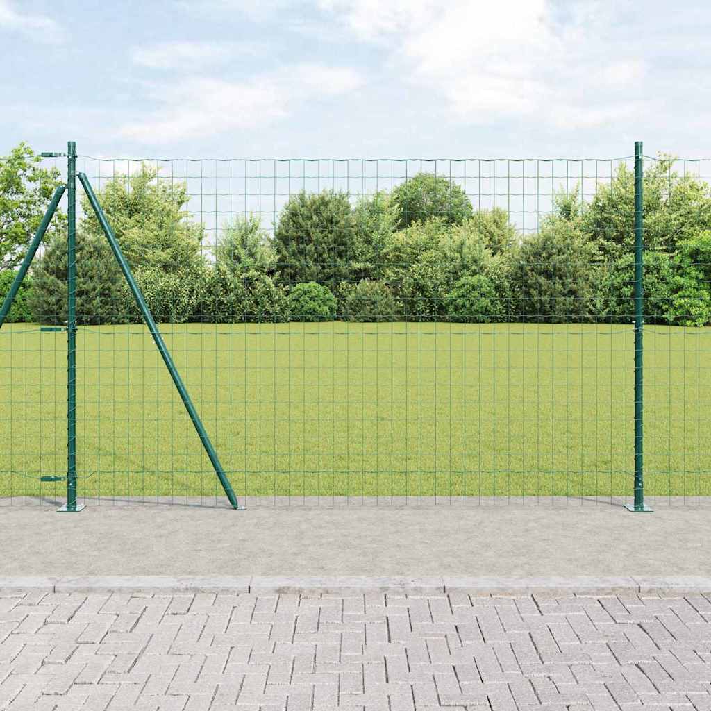 Euro Fence with 7 Flanged Posts 1.6x10 m Galvanised Steel - Decor Base