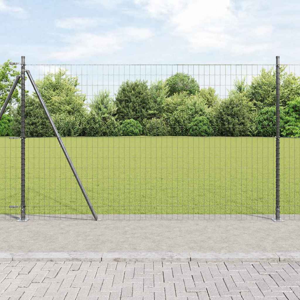 Euro Fence with 7 Flanged Posts 1.5x10 m Galvanised Steel - Casper Homes