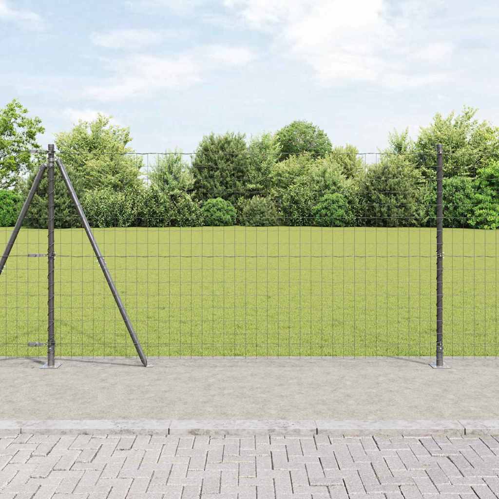 Euro Fence Set of 2 Grey Steel 25 x 1.2 m Durable Euro Fence - Design Hut