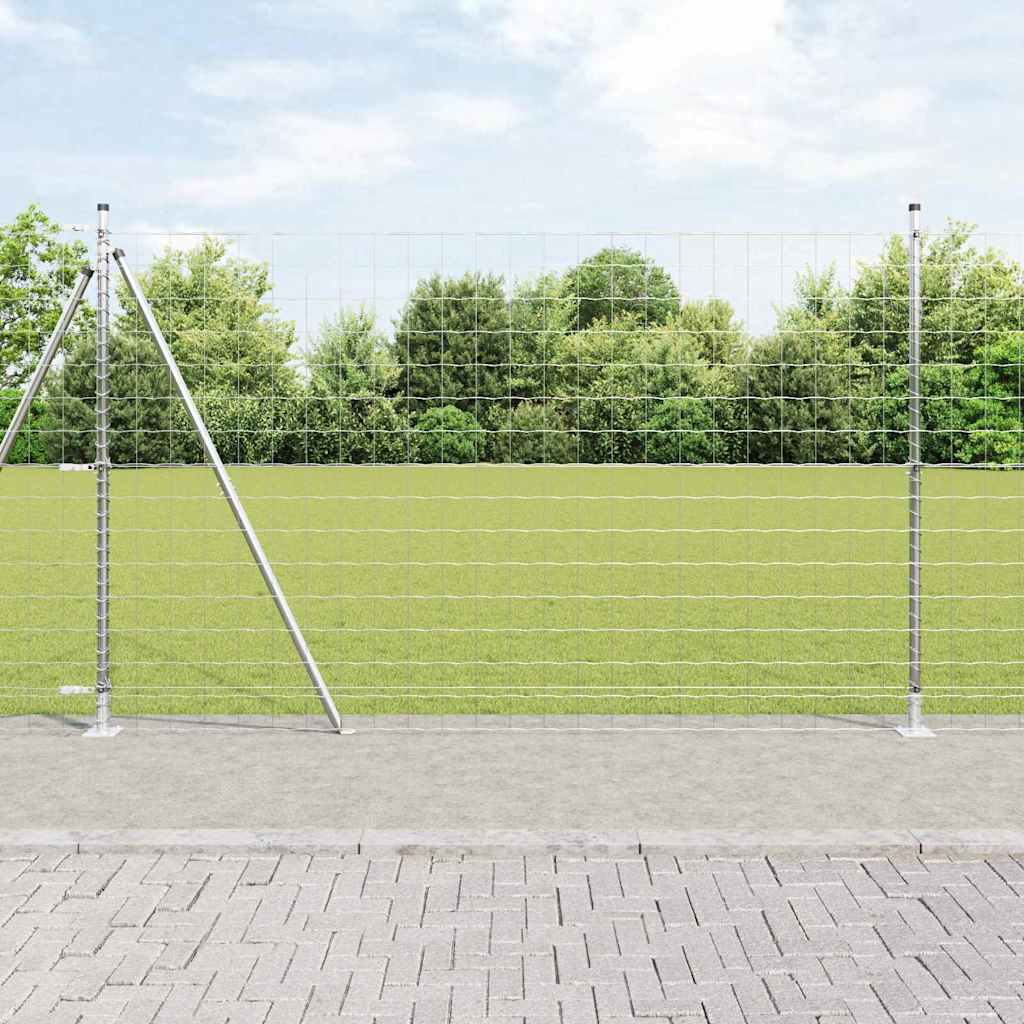 Euro Fence with 7 Flanged Posts 1.5x10 m Galvanised Steel - Merkel Designers