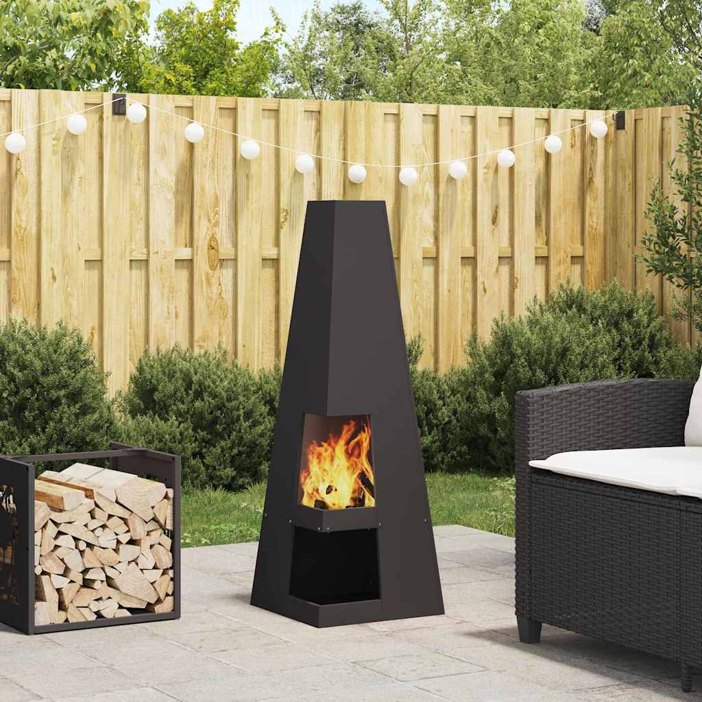 ENICOVE Fire Pit 35x35x100 cm Steel - Black - Design Hut