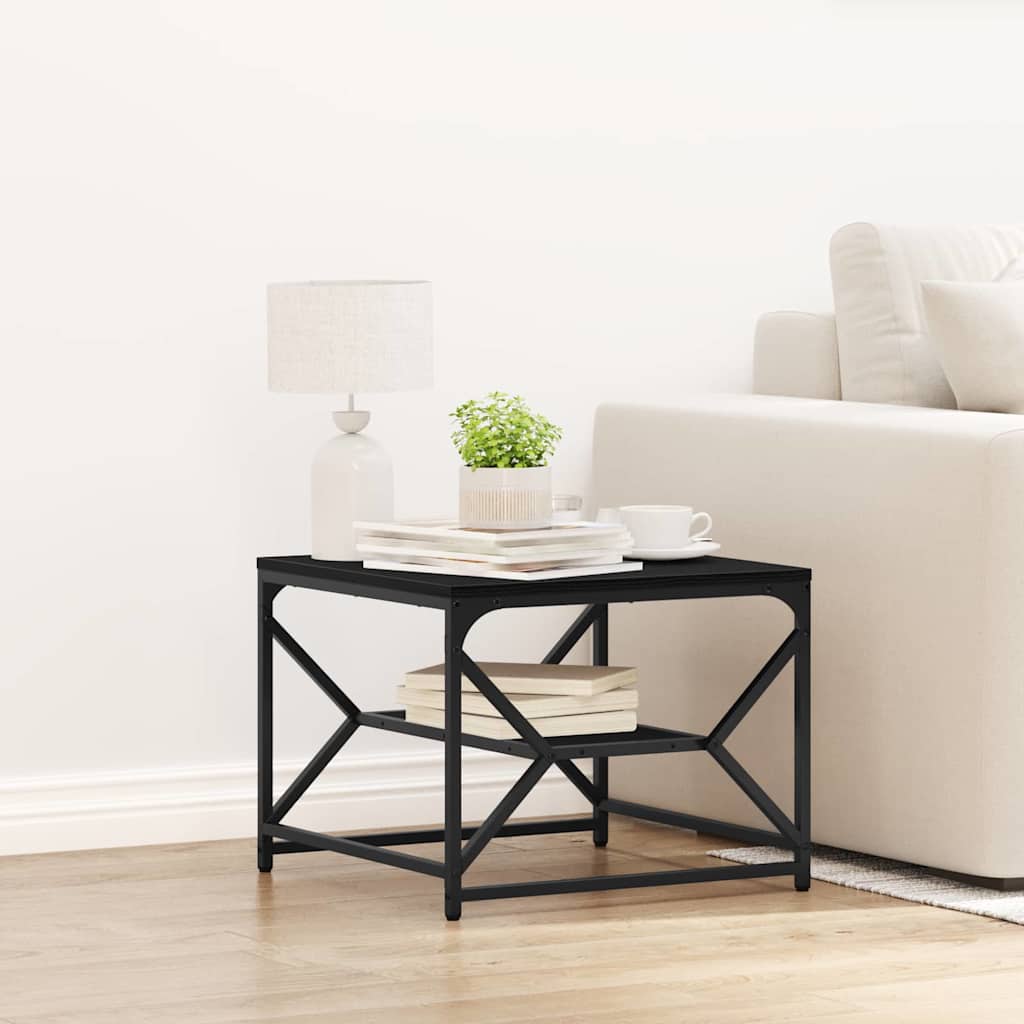 Black Oak Coffee Table with Shelf, 51x50x40 cm, Made from Engineered Wood - Style and Chic