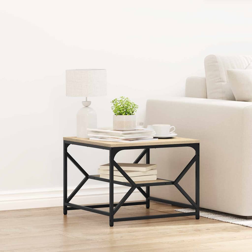 Coffee Table with Shelf in Sonoma Oak - 51x50x40 cm - Made from Engineered Wood - Unbeatable Bargains