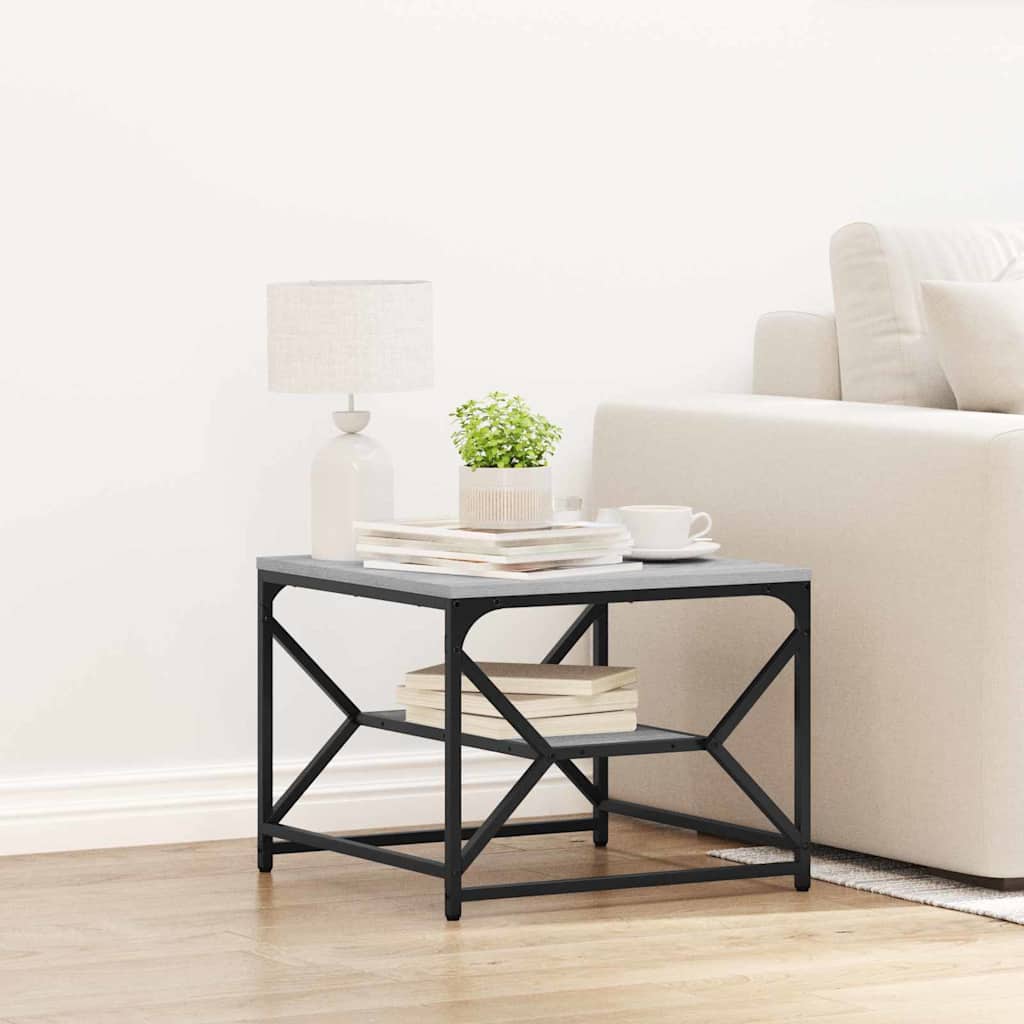 Coffee Table with Shelf - Grey Sonoma - 51x50x40 cm - Made of Engineered Wood - The Home Maker