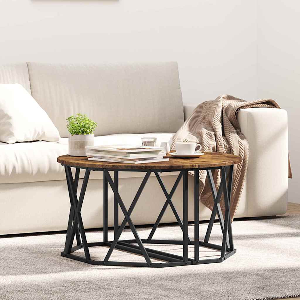 Coffee Table - Smoked Oak, 80x80x42 cm, Made from Engineered Wood - Decor Base