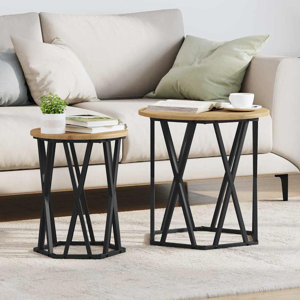 Artisan oak MDF, Metal Medium Coffee Table Round Industrial - R and M Furniture