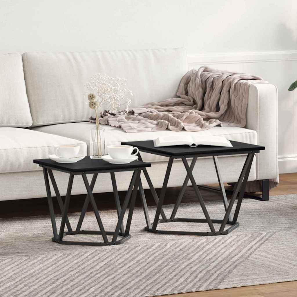 Side Tables 2 pcs Black Oak Engineered Wood - Design Hut