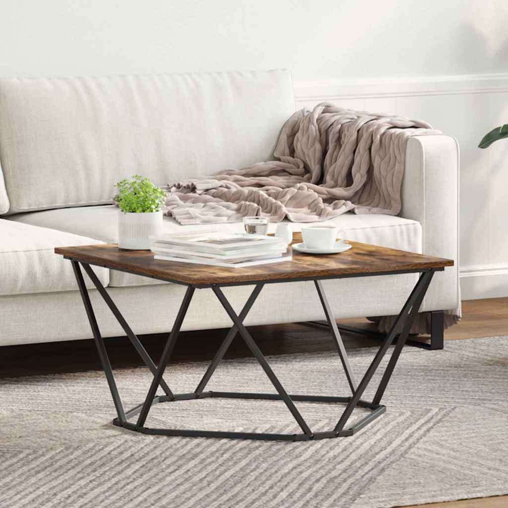 Coffee Table Smoked Oak 80x80x45 cm Engineered Wood - All Things Good