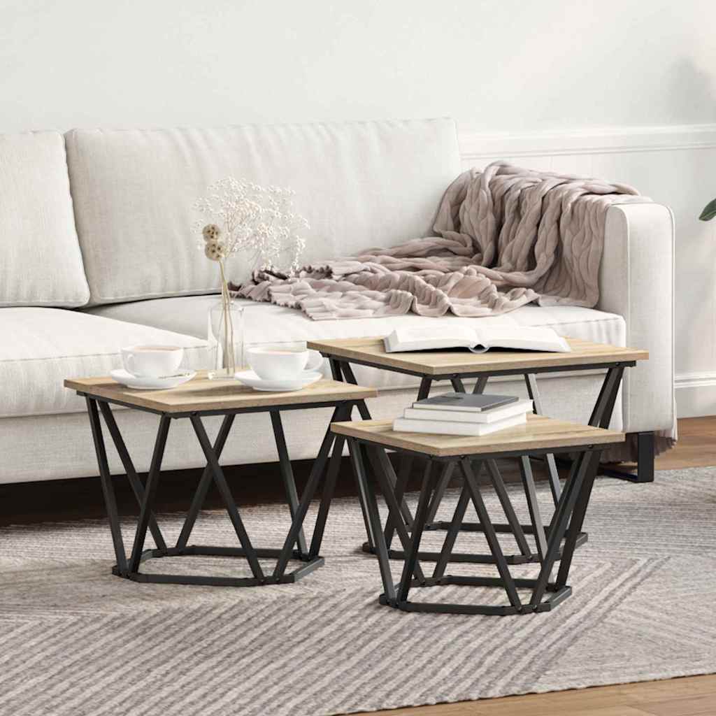 Side Tables 3 pcs Sonoma Oak Engineered Wood - R and M Furniture