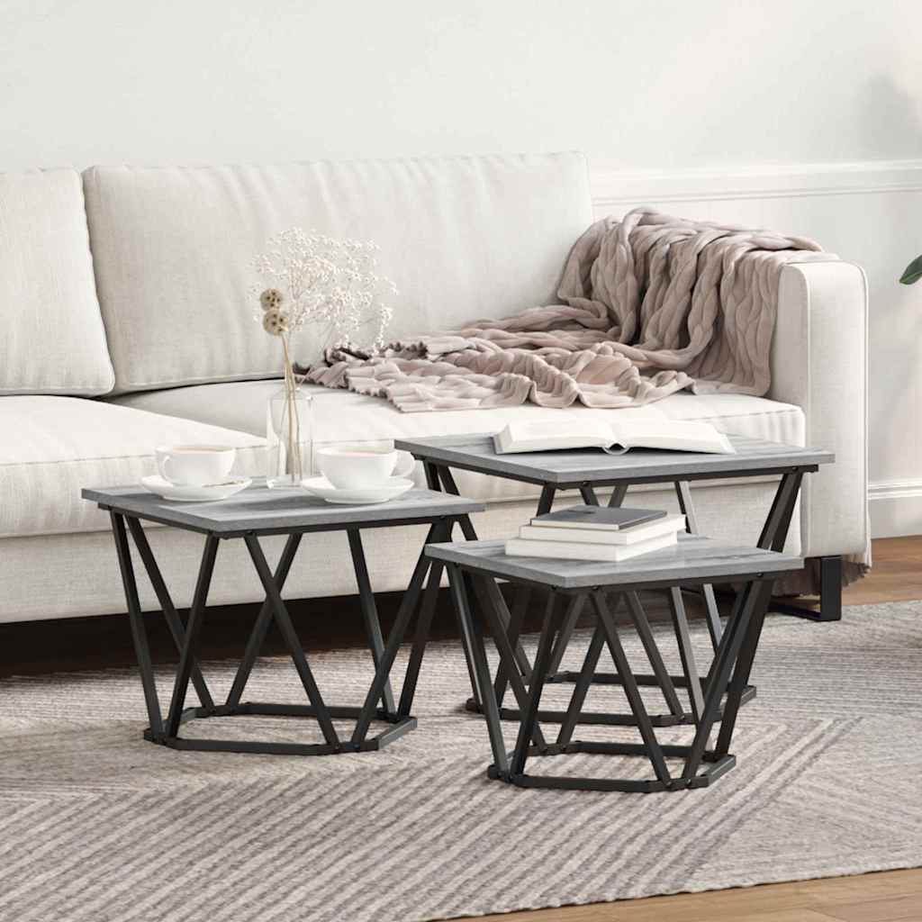 Side Tables 3 pcs Grey Sonoma Engineered Wood - Sid & Sam