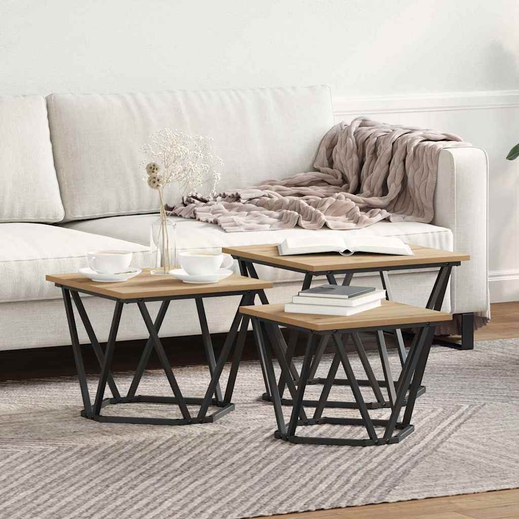 Side Tables 3 pcs Artisan Oak Engineered Wood - Style and Chic