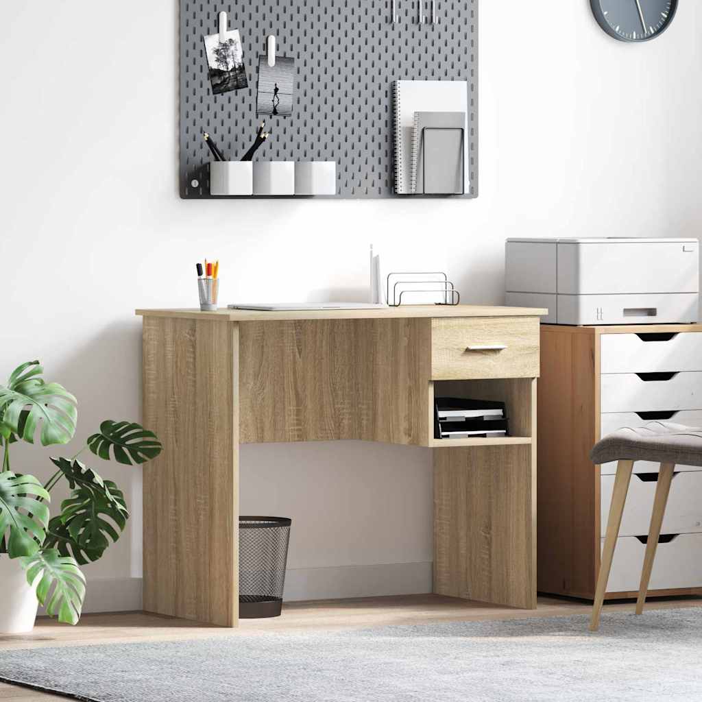 Desk with Storage Sonoma Oak 90x49.5x75 cm Engineered wood - The Home Maker