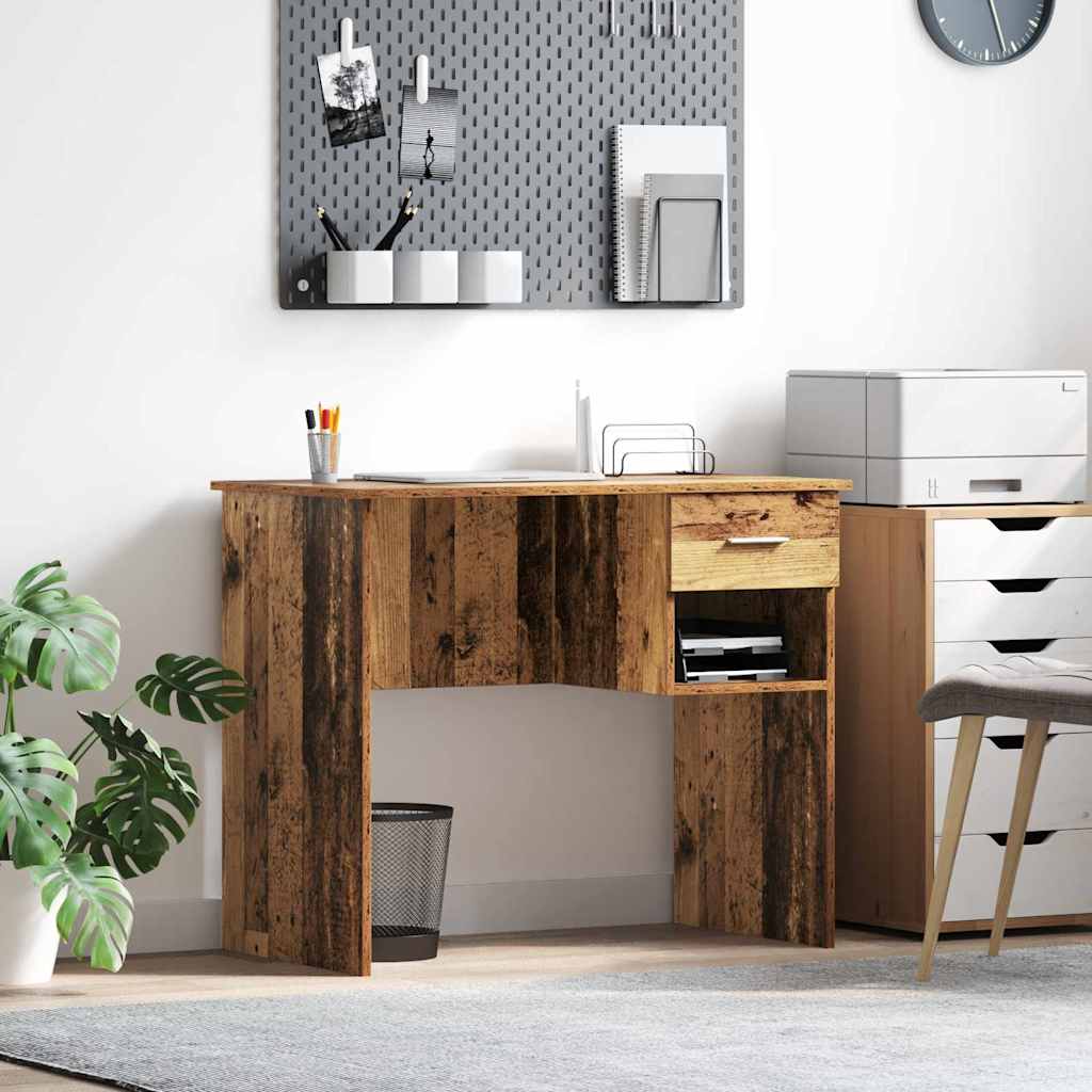 Desk with Storage Old Wood 90x49.5x75 cm Engineered wood - Direct Imports