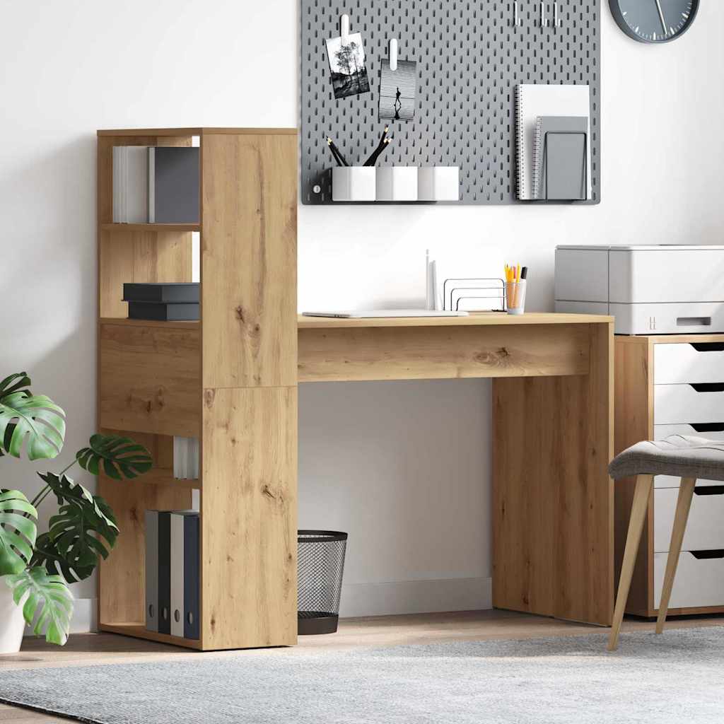 Desk with Storage Artisan Oak 113x54x120 cm Engineered Wood - Discount Dealers