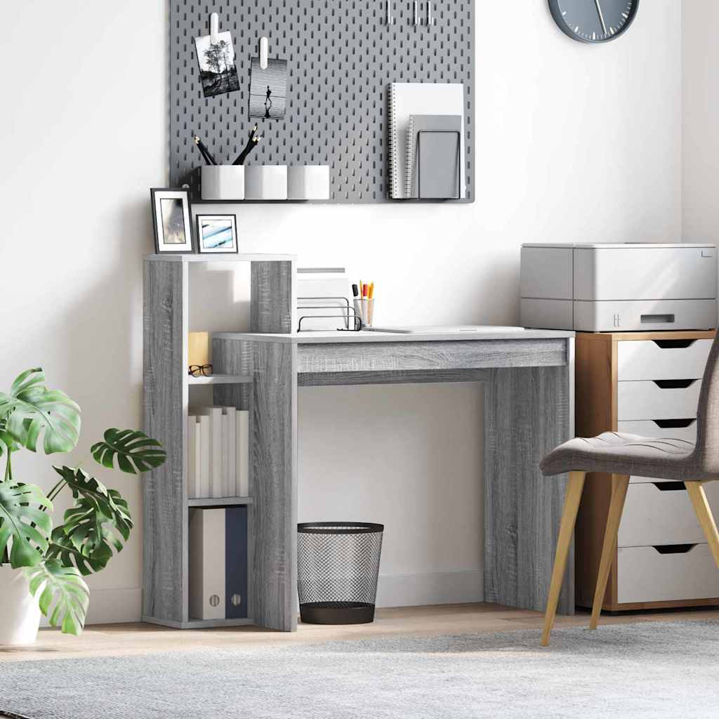 Computer Desk Grey sonoma Particle board Medium Shelving - Design Hut
