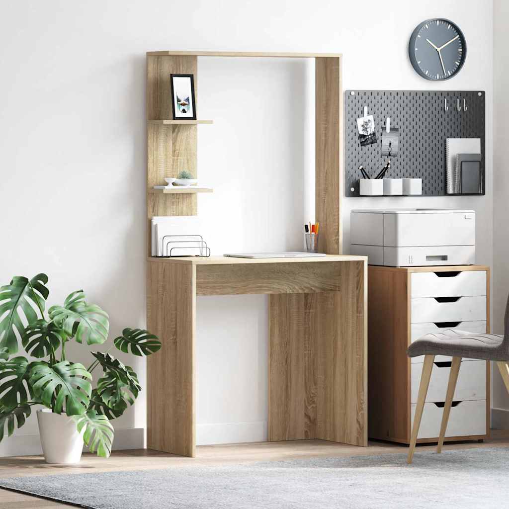 Sonoma Oak Computer Desk Sonoma oak Engineered wood Medium - Merlin Deals